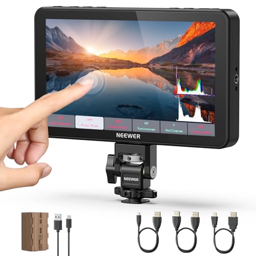 NEEWER F700 7" Kamera Feld Monitor, 2000nit HD 1920 x 1080 IPS Touchscreen mit 3D LUT, 4K HDMI Loop In/Out mit Peak Focus DSLR Video Assist HDR Wellenform, Cold Shoe Mount, 5200mAh Akku und Kabel NEEWER F700 7" Kamera Feld Monitor, 2000nit HD 1920 x 1080 IPS Touchscreen mit 3D LUT, 4K HDMI Loop In/Out mit Peak Focus DSLR Video Assist HDR Wellenform, Cold Shoe Mount, 5200mAh Akku und Kabel von NEEWER