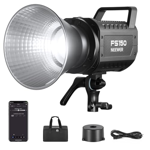 NEEWER FS150 LED Videoleuchte, 2,4G/App Steuerung, 130W, 5600K COB, Tageslichtfokus, kontinuierliche Lampe, 4 präzise Dämpfung, 102000Lux/1m, CRI97+ 9 Bowens Mount Effekte für Fotostudio, EU Stecker NEEWER FS150 LED Videoleuchte, 2,4G/App Steuerung, 130W, 5600K COB, Tageslichtfokus, kontinuierliche Lampe, 4 präzise Dämpfung, 102000Lux/1m, CRI97+ 9 Bowens Mount Effekte für Fotostudio, EU Stecker von NEEWER