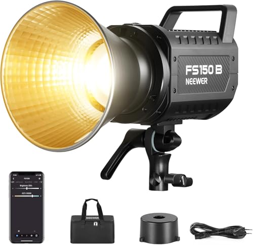 NEEWER FS150B LED Videoleuchte mit 2,4G/APP Steuerung, 130W Bi Color COB leise COB Bi-Color Studio Dauerlicht mit 4 Arten präziser Dimmung, 72000 Lux/1m 2700K-6500K CRI 97+ 12 Effekte Bowens Halterung NEEWER FS150B LED Videoleuchte mit 2,4G/APP Steuerung, 130W Bi Color COB leise COB Bi-Color Studio Dauerlicht mit 4 Arten präziser Dimmung, 72000 Lux/1m 2700K-6500K CRI 97+ 12 Effekte Bowens Halterung von NEEWER