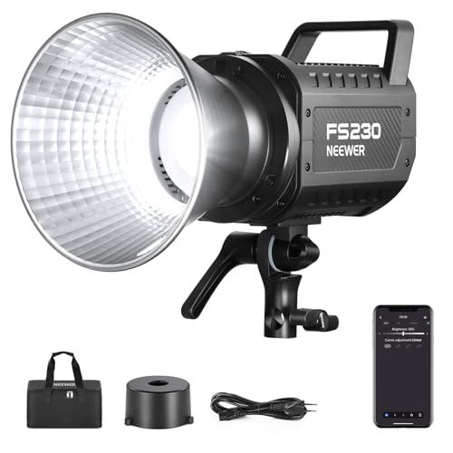 NEEWER FS230 230W COB Videoleuchte, 2,4G/APP Steuerung, 110000Lux/1m 5600K Tageslicht, Dauerlicht mit Bowens Halterung, Fotografie, Studiolicht für Videos, leiser Lüfter, 9 Szenen, 4 Dimmarten CRI97+ NEEWER FS230 230W COB Videoleuchte, 2,4G/APP Steuerung, 110000Lux/1m 5600K Tageslicht, Dauerlicht mit Bowens Halterung, Fotografie, Studiolicht für Videos, leiser Lüfter, 9 Szenen, 4 Dimmarten CRI97+ von NEEWER