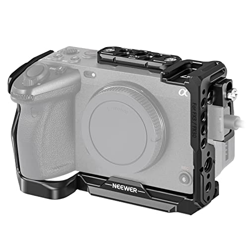 NEEWER FX3/FX30 Cage Kamera Käfig mit HDMI Cable Clamp,NATO Schiene,3/8"ARRI Positionierungslöcher, 1/4"Gewinde kompatibel mit Sony FX3 FX30 Original XLR Griff,kompatibel mit DJI RS2 RS3 Gimbal, CA011 von NEEWER