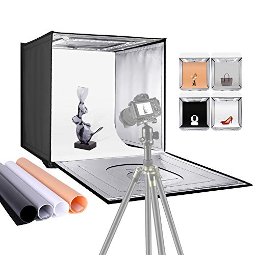 NEEWER Fotostudio Licht Box 50cm Aufnahme Licht Zelt einstellbare Helligkeit Faltbare tragbare professionelle Tisch Fotografie 120 LED Lichter 4 Farbige Hintergründe von NEEWER