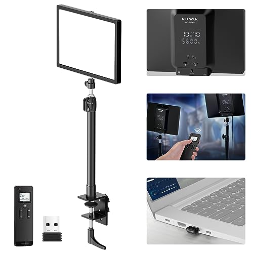 NEEWER GL25B Key Light LED Licht für Streaming, 2,4G PC/Mac APP Steuerung 25W 1400lm 2900K-7000K CRI98+ Sanftes & Extrem Leise Webcam Videolicht mit Tischstand,RT100 Fernbedienung & USB Transmitter von NEEWER