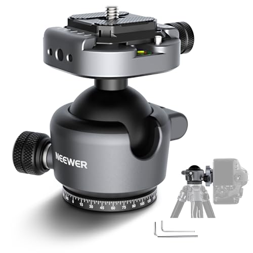 NEEWER GM41 Stativkopf Kugelkopf mit niedrigem Profil 40mm Panorama Kamera Halterung Adapter 1/4" Arca QR Platte kompatibel mit Peak Design Capture Kameraclip 360° schwenkbar 90° neigbar max Last 10kg von NEEWER