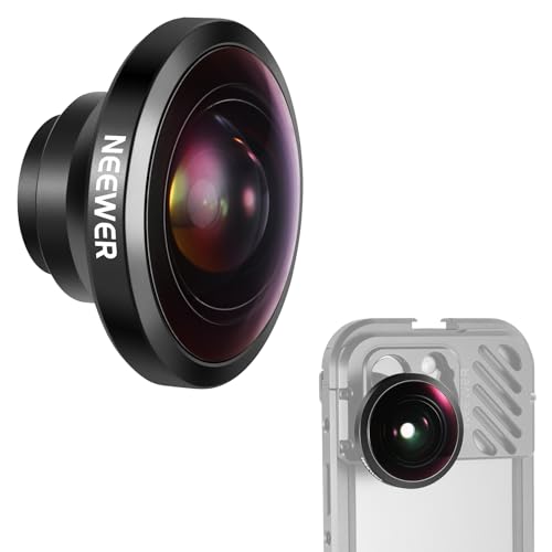 NEEWER HD 8mm Fisheye Telefonobjektiv für 17mm Gewinde Backplate, 220° Weitwinkel Kompatibel mit SmallRig NEEWER iPhone Samsung Phone Cage Case mit 17mm Objektivadapter Sandmarc, LS-29 von NEEWER