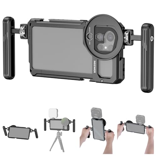 NEEWER Handy Käfig Video Rig Set kompatibel mit Samsung S22 Ultra mit 2 seitlichen Griffen, 67mm Objektivfilter Gewindeadapter, Ganzmetall Handy Stabilisator für Filmaufnahmen, Videoaufnahmen, PA016 von NEEWER