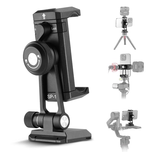 NEEWER Handy Stativ Halterung Adapter mit Arca Typ QR Basis, 1/4" 3/8" Löcher, 360°drehbar 180°neigbar, Handyhalterung Kompatibel mit iPhone Samsung Arca Swiss DJI RS 4 Pro 3 2 Stabilizer, SP-18 von NEEWER
