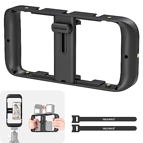 NEEWER Handy Video Rig,Handy Griff Stabilisatorkäfig mit Zubehörschuh& 1/4”Gewinde,Videoaufnahme Film Rig,kompatibel mit iPhone 14 Plus/Pro Max 13 Mini/Pro Max X XS Max XR Android von NEEWER