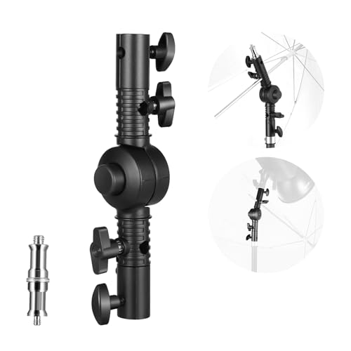 NEEWER Heavy Duty Kamera Blitzhalterung mit Schirm Softbox Halterung, 270° schwenkbarer, Verstellbarer Metall Lichtstativ Adapter mit 1/4" bis 3/8" Gewinde für Speedlite LED Reflektor Stativ, UA039 von NEEWER