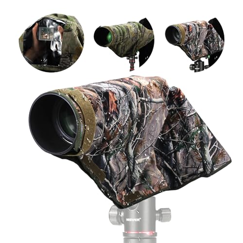 NEEWER Kamera Regenschutz Regenhülle, L großer wasserdichter Regenmantel Schutzhülle für Canon Sony Nikon Fujifilm DSLR Kamera & Objektive bis zu 400mm, beidseitige Tarnung grün Tarn Nylon PB020 von NEEWER