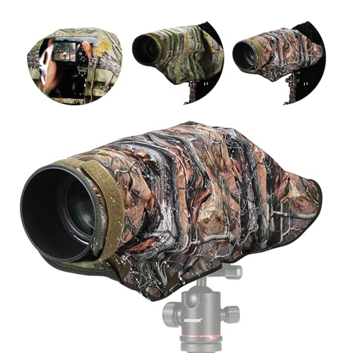 NEEWER Kamera Regenschutz Regenhülle, XL großer wasserdichter Regenmantel Schutzhülle für Canon Sony Nikon Fujifilm DSLR Kamera & Objektive bis zu 800mm, beidseitige Tarnung grün Tarn Nylon PB019 von NEEWER