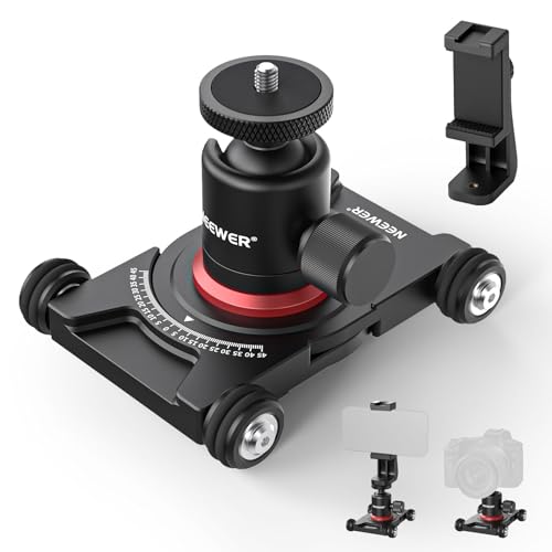 NEEWER Kamera Slider Dolly mit Kugelkopf und Telefonklemme, 4 rädriger Tisch Dolly mit 360° Panorama, kompatibel mit spiegelloser Kamera Mini Camcordern GoPro iPhone und Android Mobiltelefonen, SD001 NEEWER Kamera Slider Dolly mit Kugelkopf und Telefonklemme, 4 rädriger Tisch Dolly mit 360° Panorama, kompatibel mit spiegelloser Kamera Mini Camcordern GoPro iPhone und Android Mobiltelefonen, SD001 von NEEWER