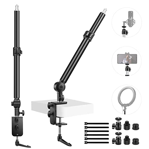 NEEWER Kamera Tischhalterung 225° neigbar& 360° schwenkbar 17,7"-24,8" Stativ mit C Klemme 1/4" Kugelkopf 3/8" & 5/8" Schraube für Ringlicht DSLR Telefonhalterung Überkopfotografie 2er Pack ST-DR3560 von NEEWER