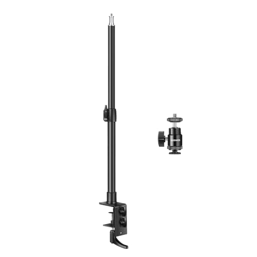 NEEWER Kamera Tischhalterung mit C Klemme, 13,8"-23,6" Verstellbarer Desktop Lichtstativ, Tischstativ mit 1/4" Kugelkopf Cold Shoe Mount Adapter, Langer Griff für DSLR, Max. Belastung 5kg von NEEWER