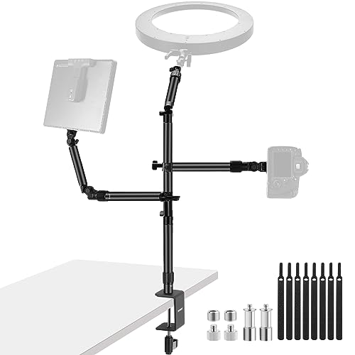 NEEWER Kamera Tischmontage Rig Ständer mit 2 Auslegerarmen für Fotogeräte: Videolicht Ringlicht, Telefonhalterung, Webcam Mikrofon, kompakte DSLR für Studio, Live Streaming Übertragung, ST008 von NEEWER