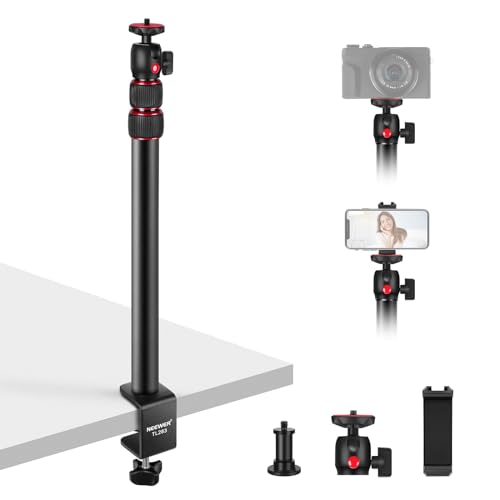 NEEWER Kamera Tischstativ Lichtstativ mit Telefonhalter und 360° Kugelkopf, 43-102cm Teleskop C Klemme 1/4" Schraube, Max. Belastung 3kg, Tisch Kamera Halterung für DSLR Kamera Webcam Ringlicht, TL283 von NEEWER