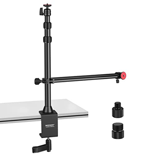 NEEWER Kamera Tischhalterung mit Overhead Kamera Montagearm und 1/4" Kugelkopf, 17“ - 41“ verstellbar Tischlichtstativ mit C Klemme für DSLR Kamera, Telefon, Ringlicht, Webcam, Foto Video Aufnahmen von NEEWER