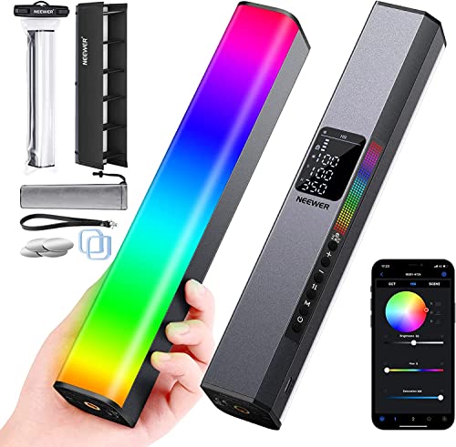 NEEWER LED Videoleuchte RGB Lichtstab,Touch Bar & APP Steuerung,Magnetisches RGB Handlichtstab, 3200K~5600K CRI98+ Vollfarbiges LED Licht mit 6400mAh Akku,Led Leuchtstab mit 17 Szenen, RGB1(Silber) von NEEWER