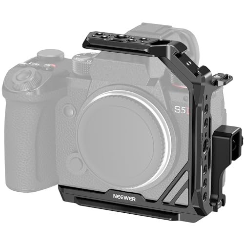 NEEWER LUMIX S5 II X Halbkäfig für Panasonic S5 II/S5 II X G9 II Kamera, Video Rig mit HDMI Kabelklemme, NATO Schiene, 1/4" 3/8" Gewinde, Arca Grundplatte Kompatibel mit DJI RS2 RSC2 RS3 PRO, CA056 von NEEWER