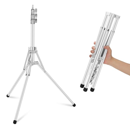 NEEWER Lichtstativ komplett aus Metall mit 180° umkehrbaren Beinen, 70" tragbares Reisestativ mit 1/4" Schraube & 5/8" Bolzen für Innen/Außenfotografie, Speedlite Blitzringlicht Softbox ST178R Weiß von NEEWER