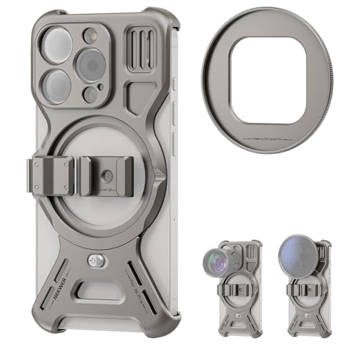 NEEWER LiteArmor Metallrahmen Hülle Kompatibel mit iPhone 15 Pro Video Rig Handy Stabilisator mit 67mm Filter Adapter 17mm Objektiv Halterungen Cold Shoe Stand kompatibel mit MagSafe Ladegerät PA067 NEEWER LiteArmor Metallrahmen Hülle Kompatibel mit iPhone 15 Pro Video Rig Handy Stabilisator mit 67mm Filter Adapter 17mm Objektiv Halterungen Cold Shoe Stand kompatibel mit MagSafe Ladegerät PA067 von NEEWER