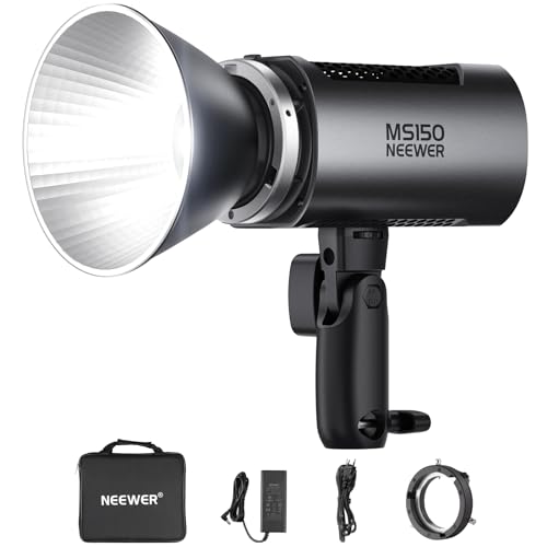 NEEWER MS150 Videoleuchte LED Videolicht mit 2,4G/APP Steuerung, 130W 5600K Tageslicht Mini COB Dauerlicht, 66800Lux/1m, CRI 97+/TLCI 98+, 9 Effekte, 0–100% PWM Dimmung, Bowens Mount Adapter NEEWER MS150 Videoleuchte LED Videolicht mit 2,4G/APP Steuerung, 130W 5600K Tageslicht Mini COB Dauerlicht, 66800Lux/1m, CRI 97+/TLCI 98+, 9 Effekte, 0–100% PWM Dimmung, Bowens Mount Adapter von NEEWER