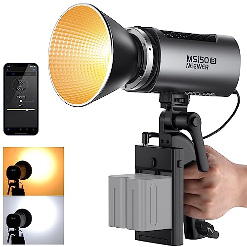 NEEWER MS150B 130W LED Videoleuchte Studiolicht mit 2,4G/APP Fernbedienung COB Bi Farbe Studio Dauerlicht Bowens Mount, 200000 lux/0,5m 2700K-6500K von NEEWER