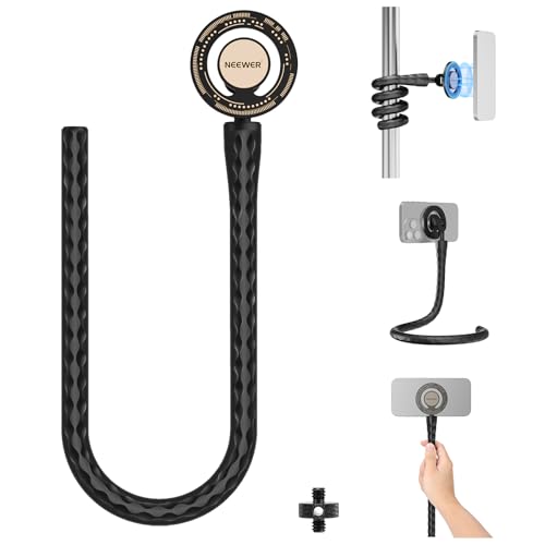 NEEWER Magnetische Handyhalterung mit 1/4" Schrauben Adapter, Mini Selfie Stick mit biegsamem Stativ, kompatibel mit MagSafe iPhone Samsung Android Handys für Lenker/Laufband/Kinderwagen, GP-19 NEEWER Magnetische Handyhalterung mit 1/4" Schrauben Adapter, Mini Selfie Stick mit biegsamem Stativ, kompatibel mit MagSafe iPhone Samsung Android Handys für Lenker/Laufband/Kinderwagen, GP-19 von NEEWER