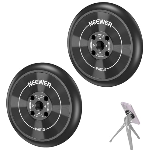 NEEWER Magnetischer Handy Stativ Halterung Adapter mit Selbstklebendem Magnetring, 2er Pack, kompatibel mit iPhone 16 Pro Max 15 14 13, 1/4" MagSafe Gewinde für Videos, Selfie Stick, Ringlicht, PA010 von NEEWER