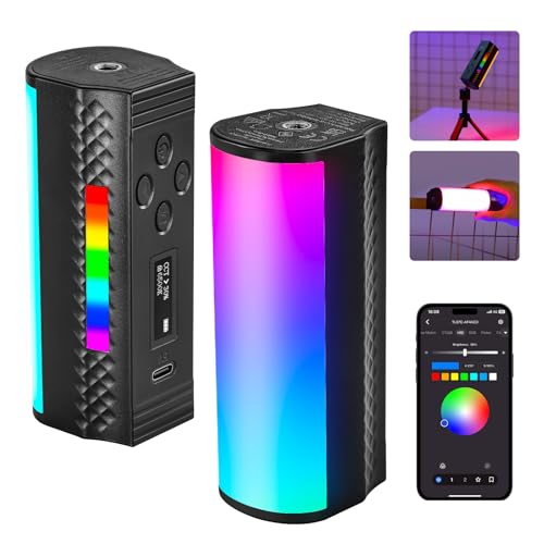 NEEWER Magnetischer Lichtstab Videoleuchte [2er Pack] mit APP Steuerung, 360° voll RGB Mini LED Video Leuchtstab 2500K~8500K Dimmbar CRI 97 mit 2550mAh Akku 17 Szenen für Fotografie Vlog TikTok, TL97C von NEEWER