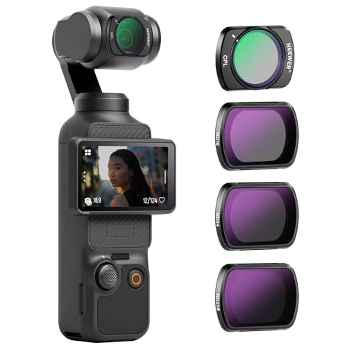 NEEWER Magnetisches ND&CPL Filter Set kompatibel mit DJI OSMO Pocket 3, 4er Pack ND16 ND64 ND256 Polarisationsfilter und Neutraldichte Zubehör, Multi Coated optisches HD Glas/Schlanker Aluminiumrahmen von NEEWER