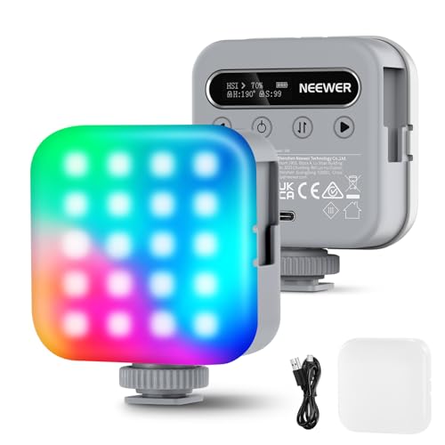 NEEWER Basic Magnetic RGB Videoleuchte, 360° Vollfarb Mini LED Kameralicht mit CRI96+ 2500–9000K 18 Szenen 3 Cold Shoes und 1/4" , 2000mAh wiederaufladbar für Selfie/Stativ Fotobeleuchtung BL60C NEEWER Basic Magnetic RGB Videoleuchte, 360° Vollfarb Mini LED Kameralicht mit CRI96+ 2500–9000K 18 Szenen 3 Cold Shoes und 1/4" , 2000mAh wiederaufladbar für Selfie/Stativ Fotobeleuchtung BL60C von NEEWER
