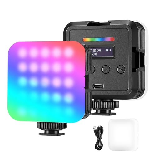 NEEWER Magnetisches RGB Videolicht, 360° Vollfarb RGB61 LED Kameralicht mit 3 Cold Shoe Mounts/CRI 97+/20 Szenenmodi/2500K-8500K/2000mAh Wiederaufladbare tragbare Fotografie Selfie Licht von NEEWER