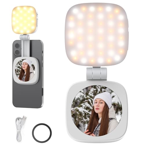 NEEWER Magnetisches Selfie Licht kompatibel mit iPhone MagSafe CRI95 700lx/0,3m Faltbare LED Handy Füllring Beleuchtung mit Ständer/Spiegel für Zoom Make up Fotografie Aufnahme Konferenzen Weiß NL48B NEEWER Magnetisches Selfie Licht kompatibel mit iPhone MagSafe CRI95 700lx/0,3m Faltbare LED Handy Füllring Beleuchtung mit Ständer/Spiegel für Zoom Make up Fotografie Aufnahme Konferenzen Weiß NL48B von NEEWER