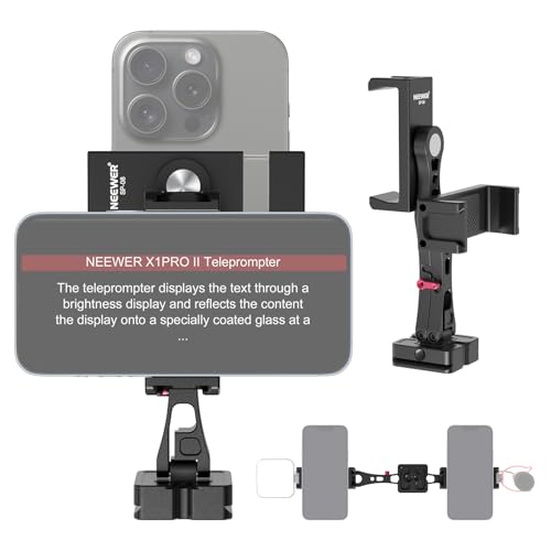 NEEWER Metall Handy Stativ Halterung Adapter mit Arca QR Basis, 360° Drehbar Dual Smartphone Clip Klemmhalterung mit 4 Cold Shoes, kompatibel mit iPhone Samsung, für Vlog Live Video Aufnahme, SP-08 von NEEWER