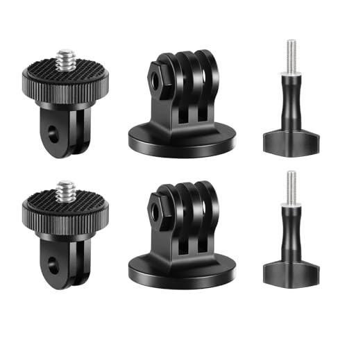 NEEWER Metall Stativadapter Kompatibel mit GoPro Hero 13 12 11 10 9 8 7 6 5 4 Max Fusion Insta360 AKASO Osmo Action 2, 2 Stück 1/4"Kamera Adapter mit Daumenschraube für Action Cam Stativ Einbeinstativ von NEEWER