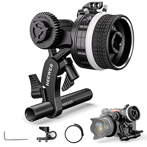 NEEWER Mini Follow Focus mit A/B Anschlägen, Objektiv Zahnkranz,15mm Stab & Stabklemme für Filmkamera, DSLR/Spiegellose Kamera, Kompatibel mit Lens Diameter bis zu 114mm, PG003 (Schwarz) von NEEWER