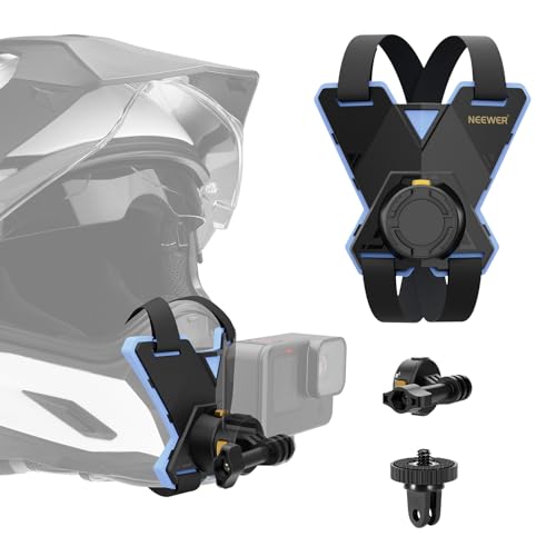 NEEWER Helm Motorrad Kinnhalterung Helm Strap Mount für Action cam mit magnetischem Schnellverschluss Kamerahalterung Adapter, Motorrad Helmhalterung kompatibel mit GoPro DJI Insta360 AKASO, GP19 von NEEWER