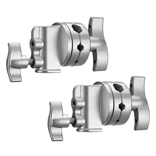 NEEWER Multifunktionaler, strapazierfähiger 2,5" Griffkopf Schwenkkopfhalter Montageadapter für C-Stativ, Lichtstativ, Galgenarm, Fotoausrüstung mit 1/2, 1/4, 3/8, 5/8" Halterung, 2er Pack (Silber) von NEEWER