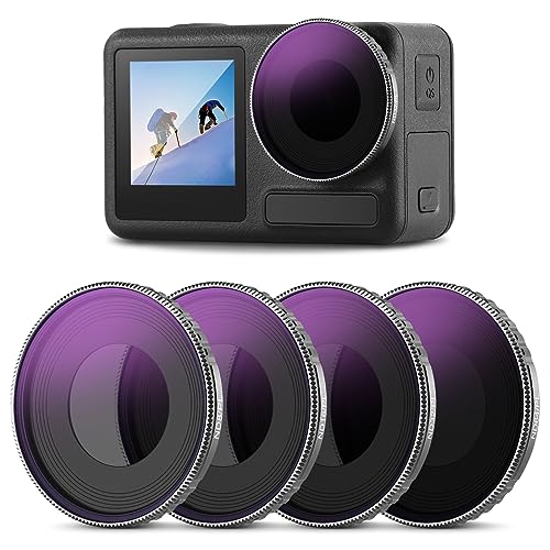 NEEWER ND/CPL Filter Set kompatibel mit DJI Osmo Action 4/Action 5 Pro (4er Pack), Anschrauben ND8/PL+ND16/PL+ND32/PL+ND64/PL Polfilter Action Kamera Zubehör, Mehrschichtiges optisches HD Glas, FL-A14 von NEEWER