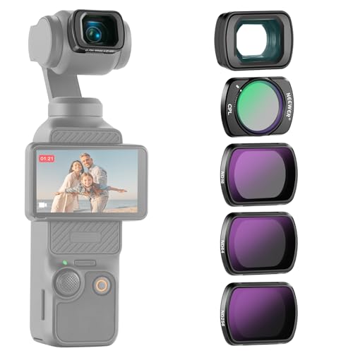 NEEWER ND Filter Set (4er Pack) mit 0,75X Weitwinkelobjektiv, 108° erweitertes FOV, ND16 ND64 ND256 CPL zirkular polarisationsfilter, kompatibel mit DJI Osmo Pocket 3 Creator Combo Zubehör, FL-B08 von NEEWER