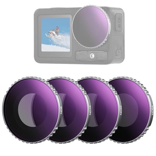 NEEWER ND Filter Set kompatibel mit DJI Osmo Action 4/Action 5 Pro (4er Pack), Anschrauben ND8 + ND16 + ND32 + ND64 Graufilter Filterset Action Kamera Zubehör, Mehrschichtiges optisches , FL-B04 von NEEWER
