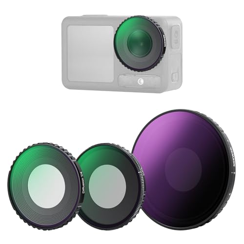 NEEWER ND Filter Set kompatibel mit DJI Osmo Action 5 Pro/4, variabler Graufilter ND8-32 (3-5 Stops) + CPL Polfilter + Black Diffusion 1/4 Schraubfilter, optisches HD Glas, Actionkamera Zubehör, FL-52 von NEEWER