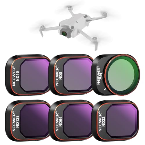 NEEWER ND&CPL Filter Set zum Aufstecken kompatibel mit DJI Mini 4 Pro, 6 Stück Polfilter und Graufilter ND8 ND16 ND32 ND64 ND128 mit ultradünnem Rahmen Drohne Objektiv Zubehör, beschichtetes HD Glas von NEEWER