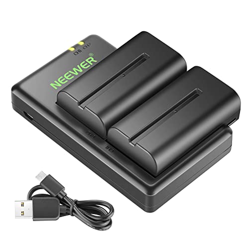 NEEWER NP F550 Akku Ladegerät Set, kompatibel mit Sony NP F970 F750 F770 F960 F550 F530 F330 F570 CCD SC55 TR516 TR716 TR818 TR910 TR917 NEEWER LED Licht/Monitor/Kamera Slider (2er Packung, Schwarz) von Neewer