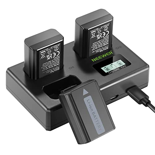 NEEWER NP FW50 Ersatz Akku und Ladegerät Set, 3 Pack 1100mAh NP FW50 Akku&Triple Slot USB Ladegerät Kompatibel mit Sony ZV E10 A7 A7R A7RII A7II A7SII A7S A7RII A6300 A6400 A6500 RX10 von NEEWER