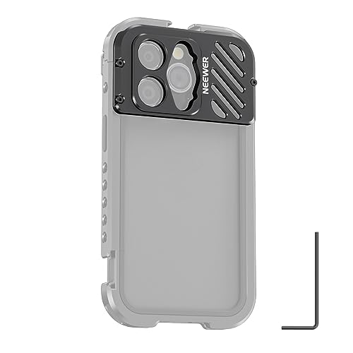 NEEWER Objektiv Gehäuse Kompatibel mit iPhone 14 Pro Handykäfig PA006, Aluminium Externer Objektivanschluss mit 17mm Gewinde M Objektivanschluss Unbeeinflusste Weitwinkelaufnahmen, PA018 von NEEWER