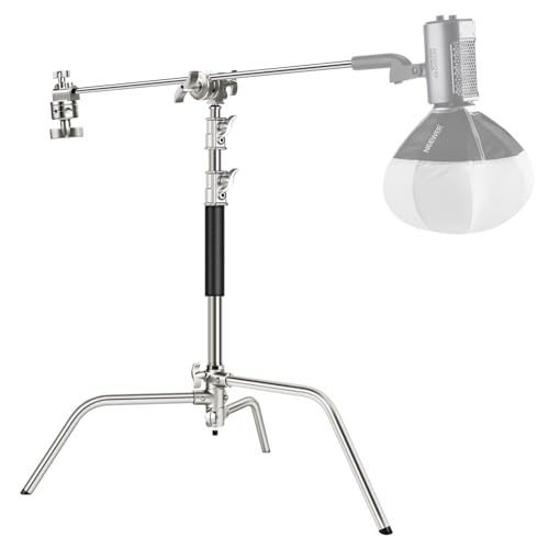 NEEWER Pro 100% Edelstahl Heavy Duty C Stand, Lichtständer mit Boom Arm, C Stativ Maximale Höhe 172cm, Fotografie Lichtstativ mit 128cm Haltearm, 2 Griffköpfen für Studio Monolicht, Reflektor, SC172 von NEEWER