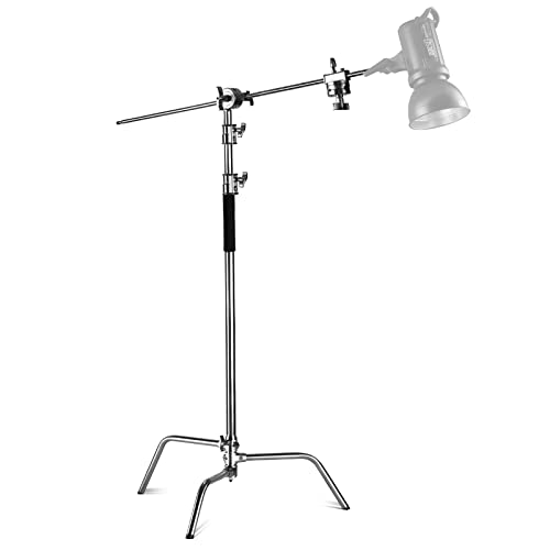 NEEWER Pro Hochleistungs C Ständer aus 100% Edelstahl mit Auslegerarm, maximale Höhe 320cm, Fotografie Lichtstativ mit 128cm Haltearm, 2 Griffköpfe für Studio Monolicht, Softbox, Reflektor von NEEWER