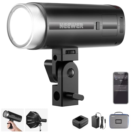 NEEWER Q200 200Ws 2.4G TTL Outdoor Studio Blitzgerät mit App Steuerung, 1/8000 HSS, 3200mAh batteriebetriebenes Fotoblitzgerät Speedlite 10W Modeling Lamp/750 Full Power Flash/0.01~1.5s Recycle von NEEWER